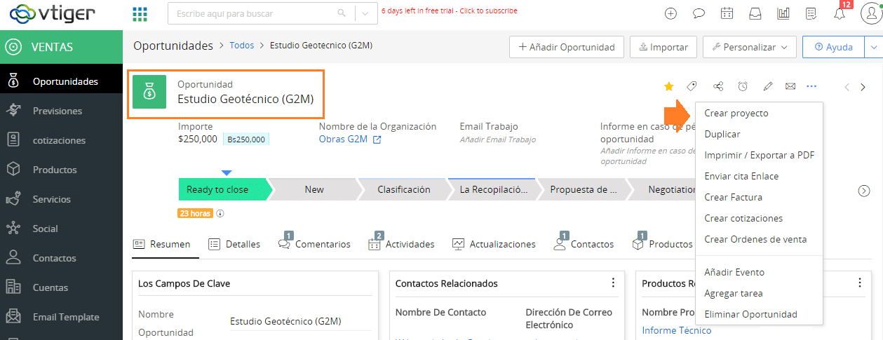 Administración de proyectos con aplicaciones CRM