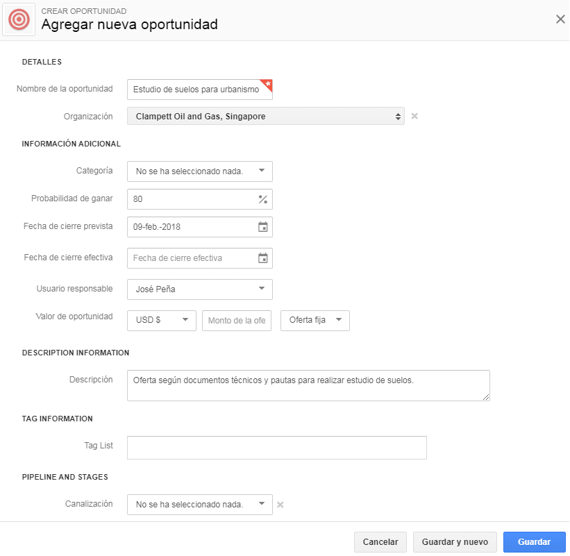 Aplicaciones CRM evaluadas en la consultora Geosama