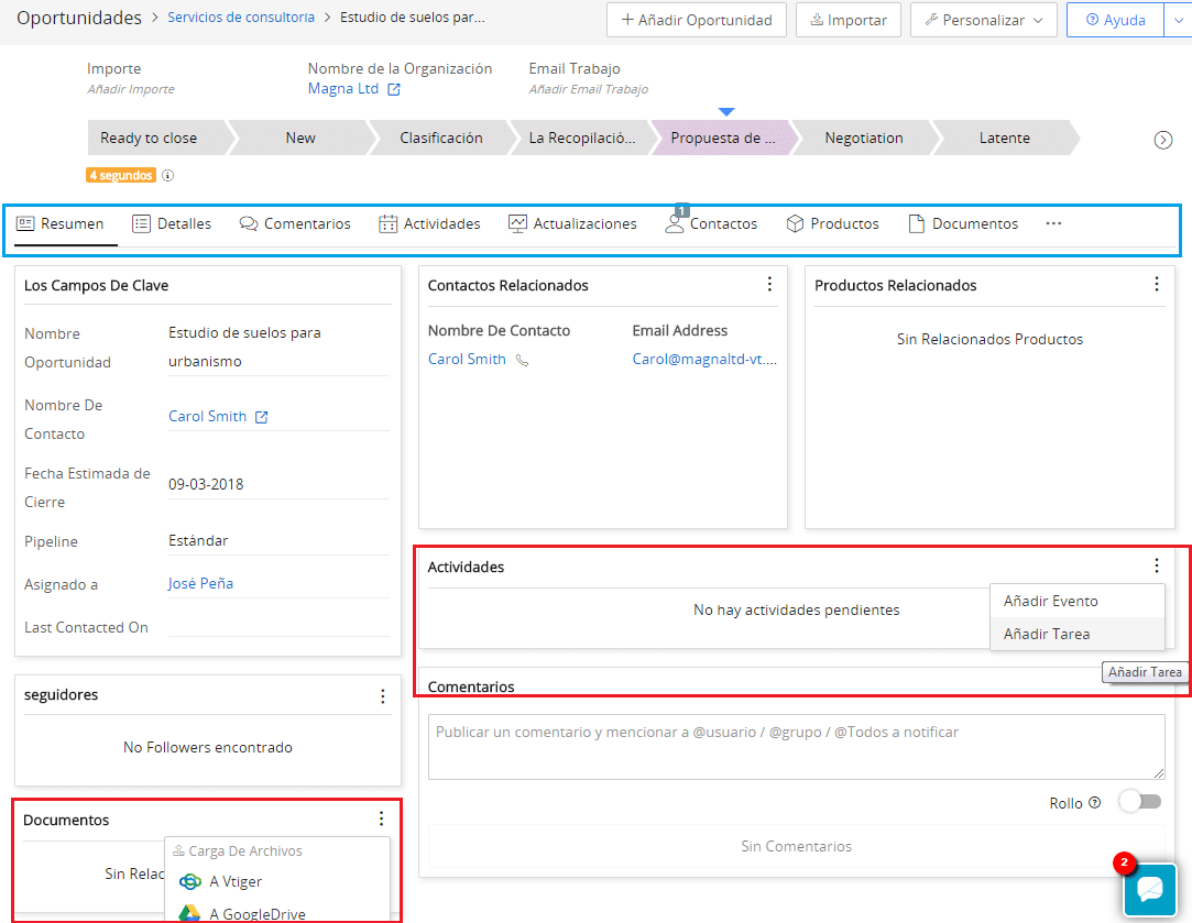 Aplicaciones CRM evaluadas en la consultora Geosama