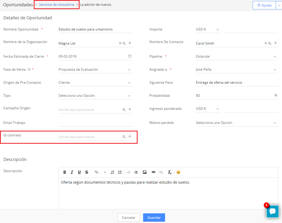 Aplicaciones CRM evaluadas en la consultora Geosama