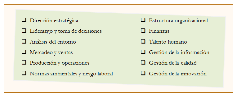 Áreas necesarias para crecer