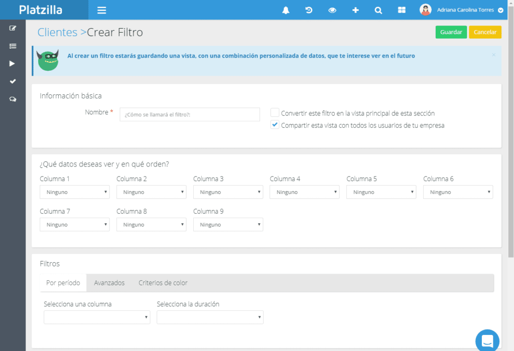 Base de datos para clientes. Servicios profesionales