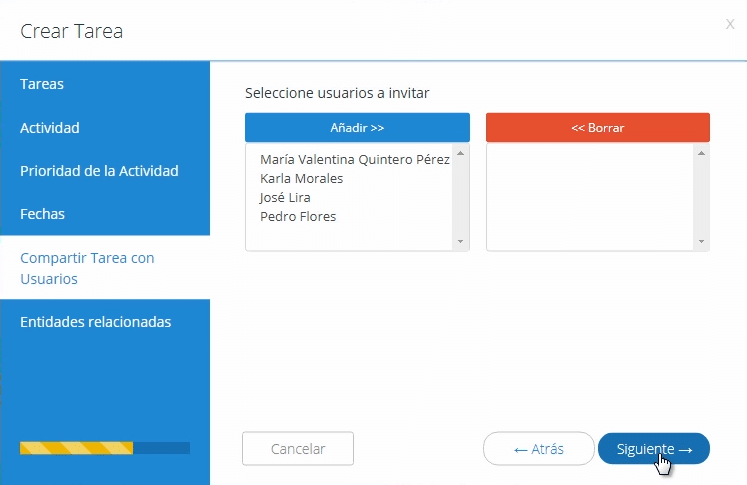 Usuarios para compartir tareas