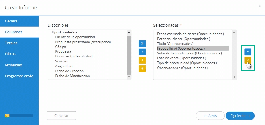 Ordenar posición de columnas - Crear informes para apoyar la gestión en una pyme.