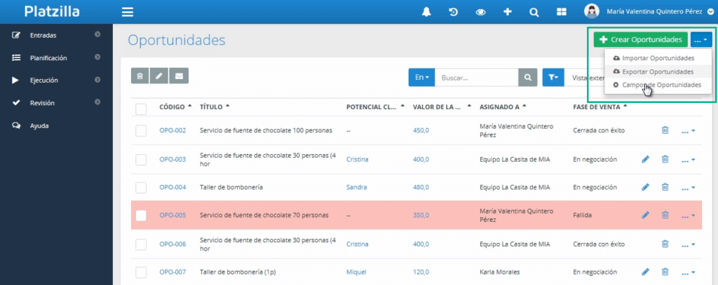 Opción para ingresar al editor de disposición de campos