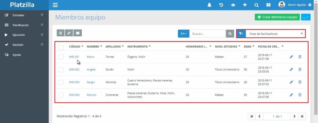 ¿Cómo crear tablas básicas en módulos de Platzilla?