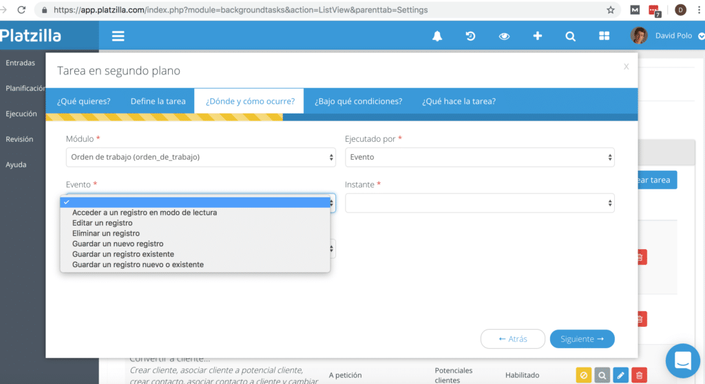 Automatización de los procesos a través de Platzilla