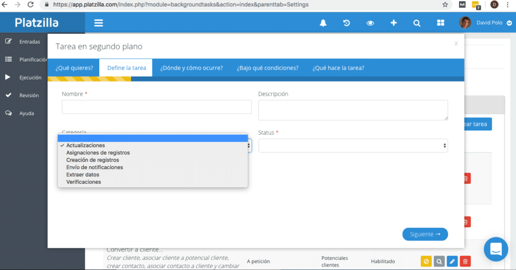 Automatización de los procesos a través de Platzilla