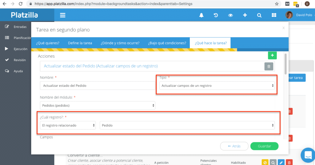 Automatización de los procesos a través de Platzilla