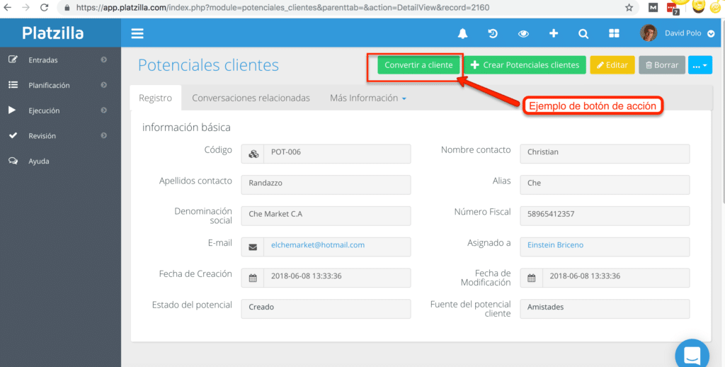Automatización de los procesos a través de Platzilla