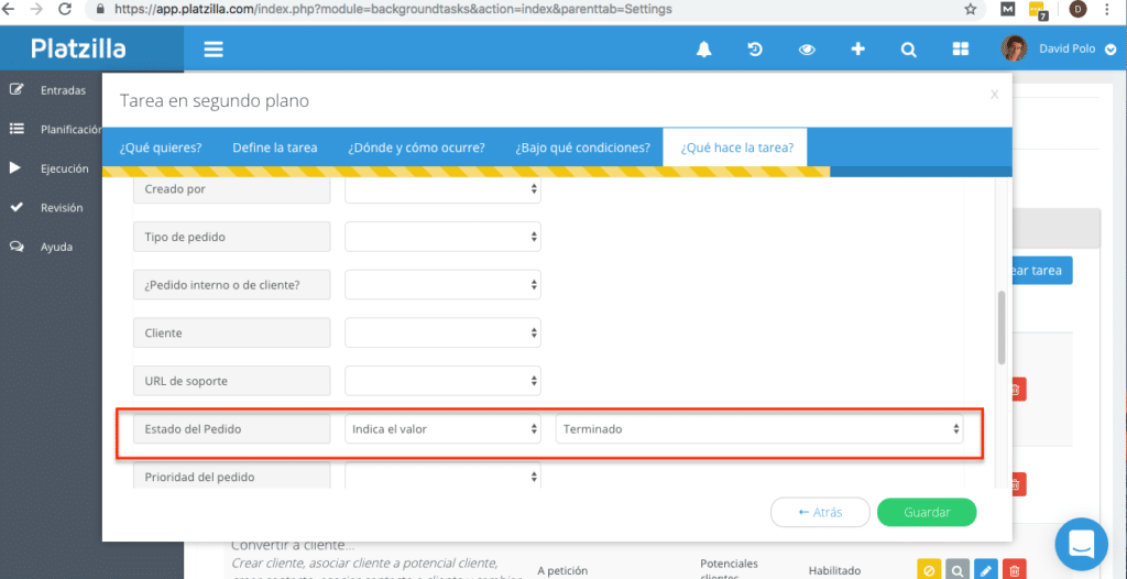 Automatización de los procesos a través de Platzilla