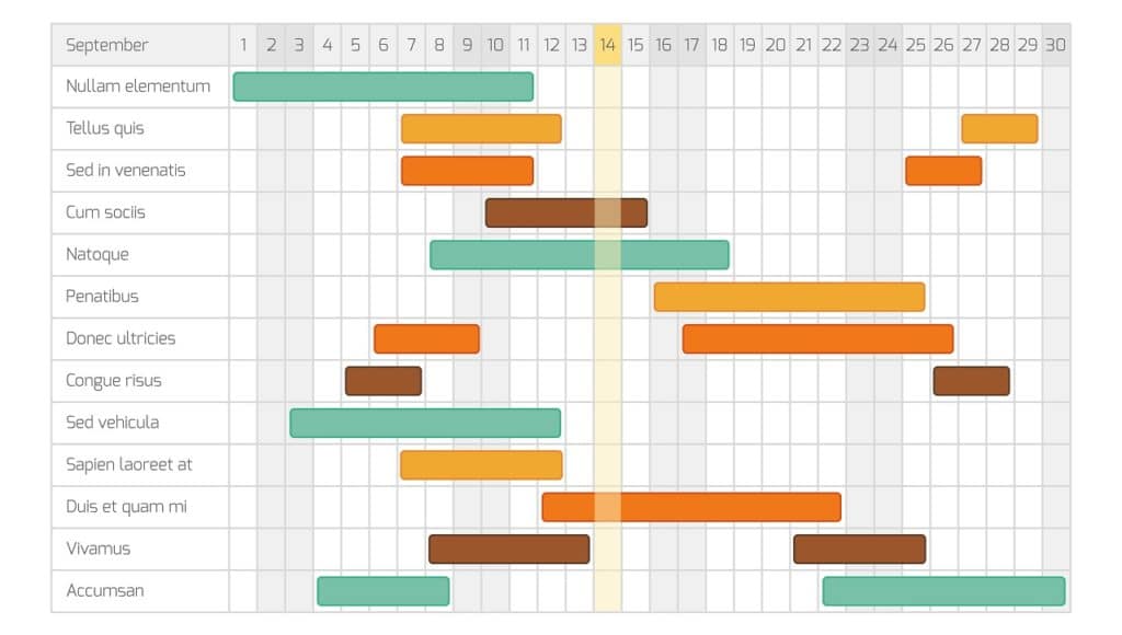 Las tareas se llevan a un Gantt para reflejar tiempos, precedencia...