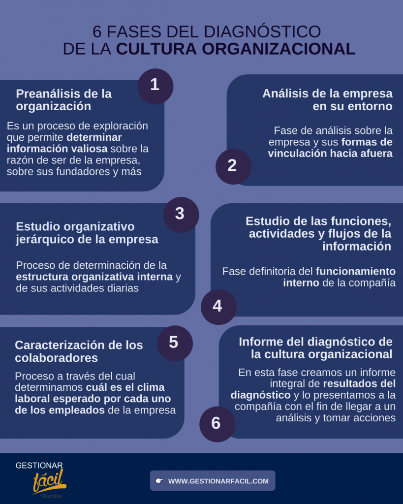 6 fases del diagnóstico de la cultura organizacional.