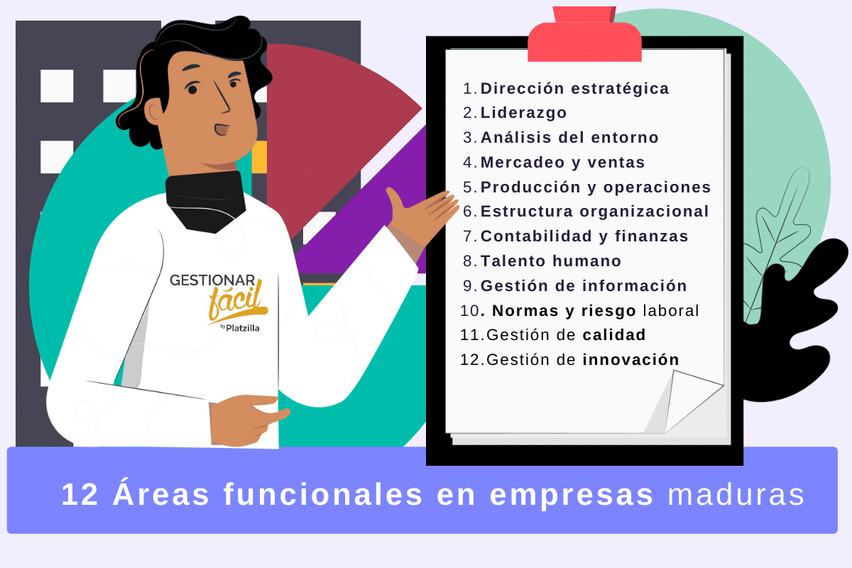 12 áreas que pueden estar presentes en una empresa madura.