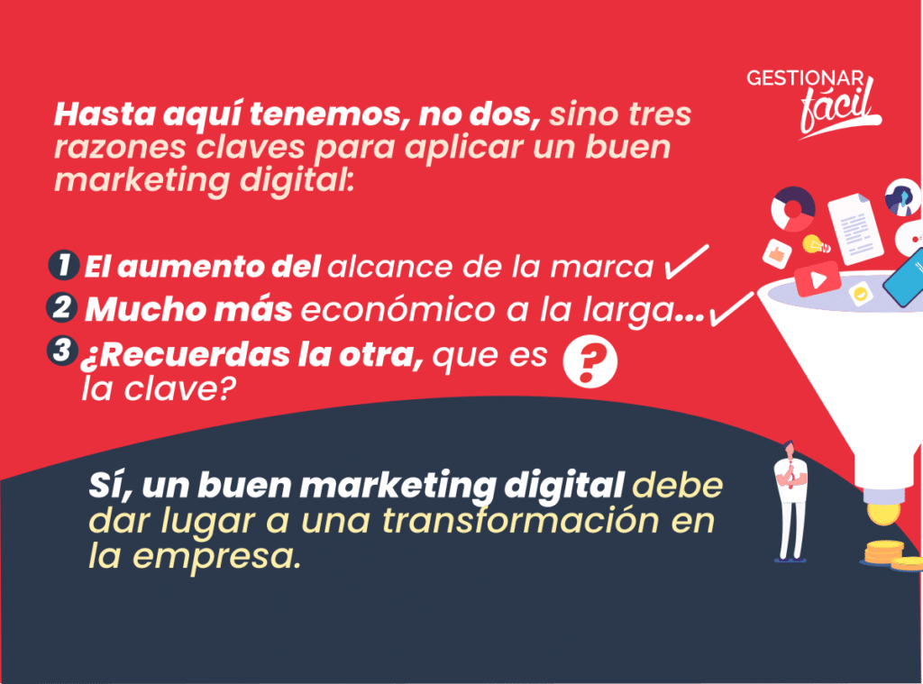 Un buen marketing digital debe dar lugar a una transformación en la empresa.