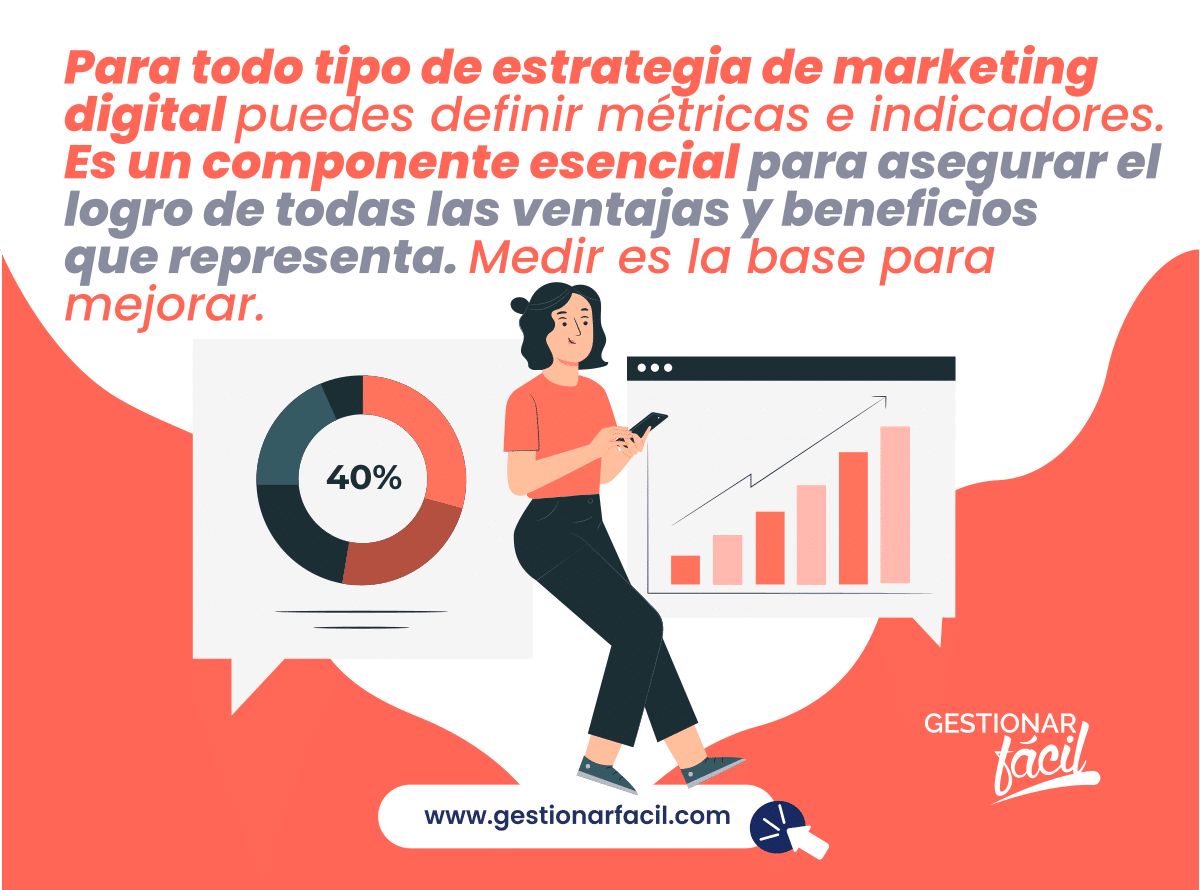 Para todo tipo de estrategia de marketing digital puedes definir métricas e indicadores.