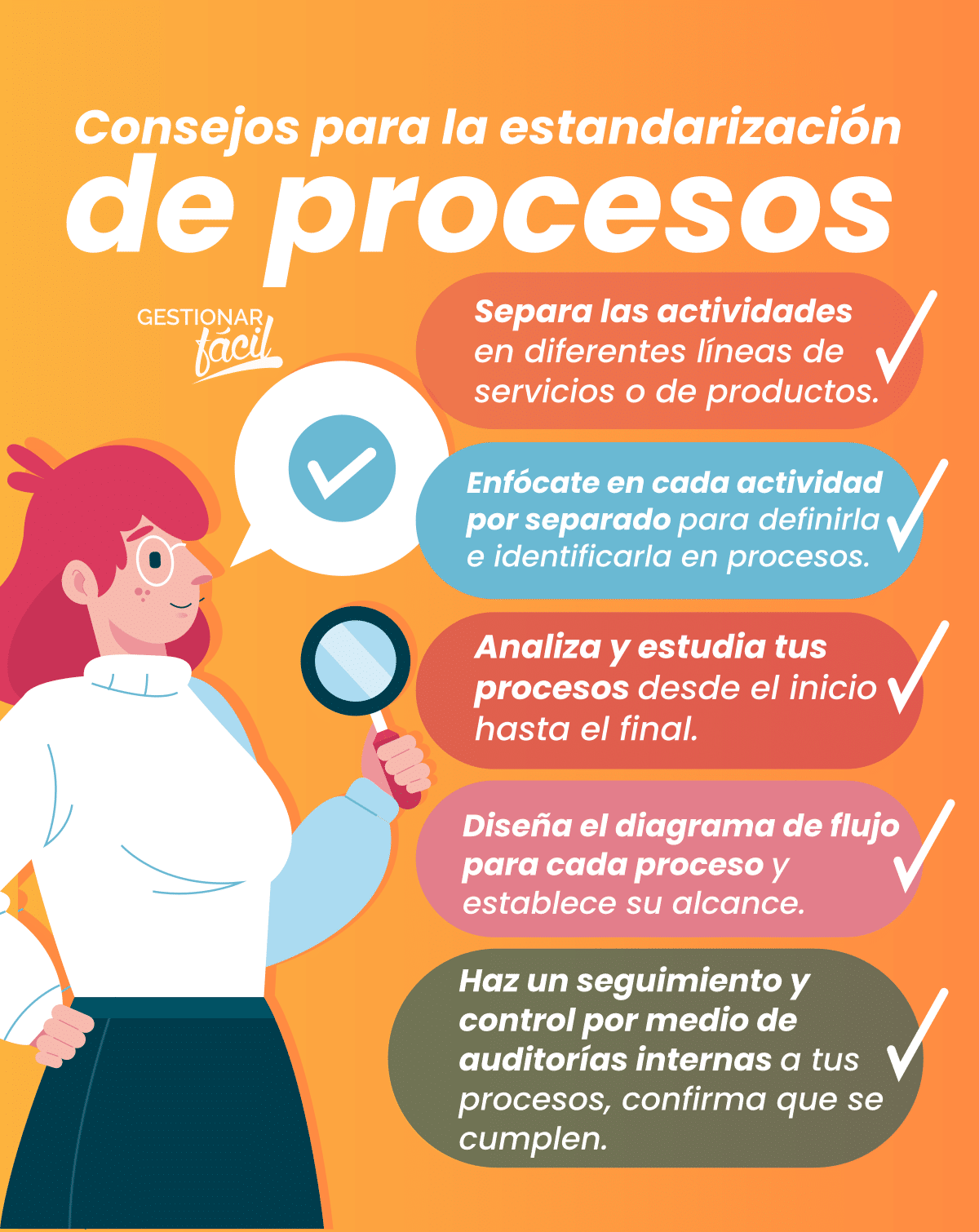 Consejos para la estandarización de procesos.