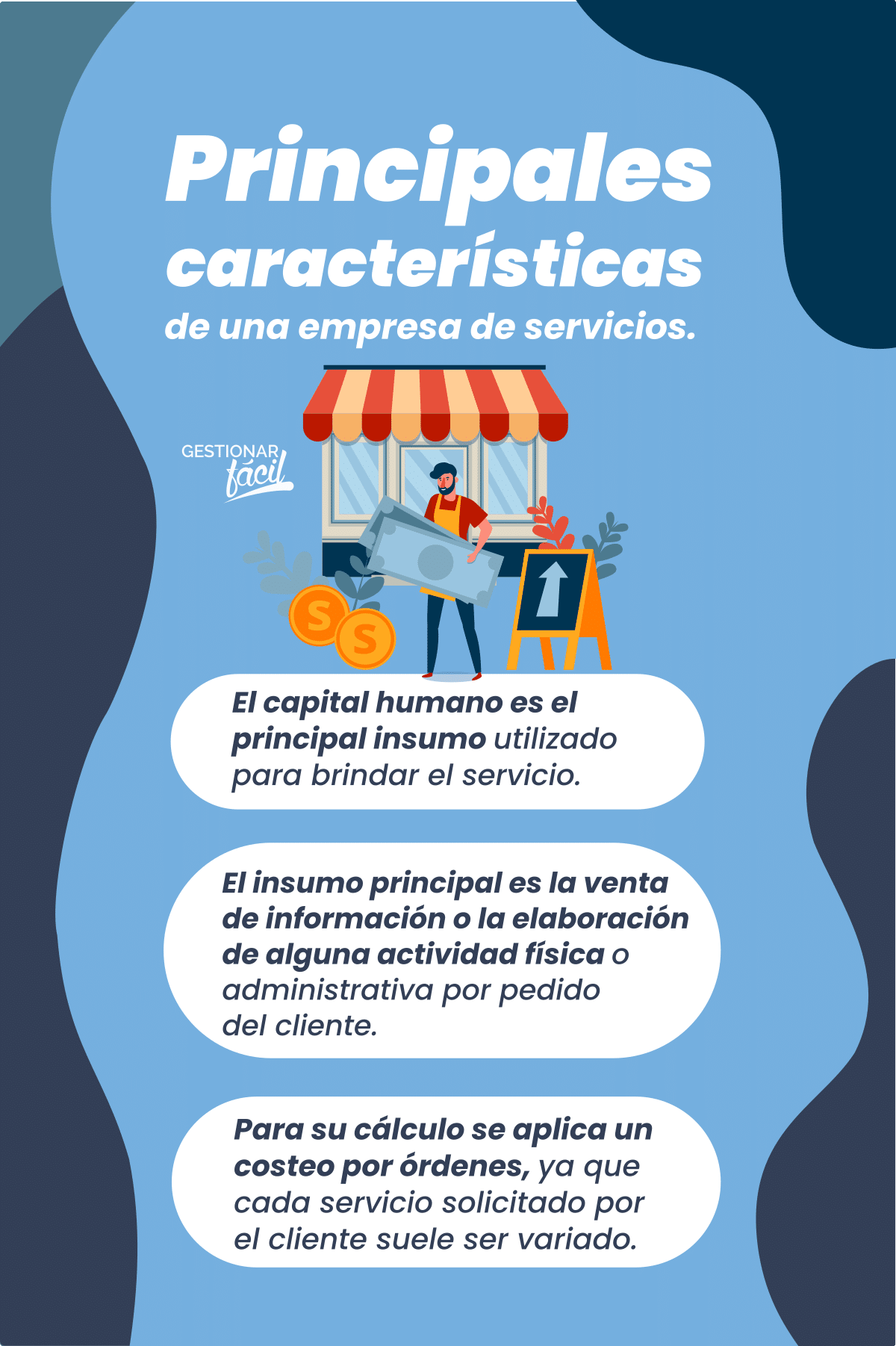 Costos directos e indirectos en una empresa de servicios.