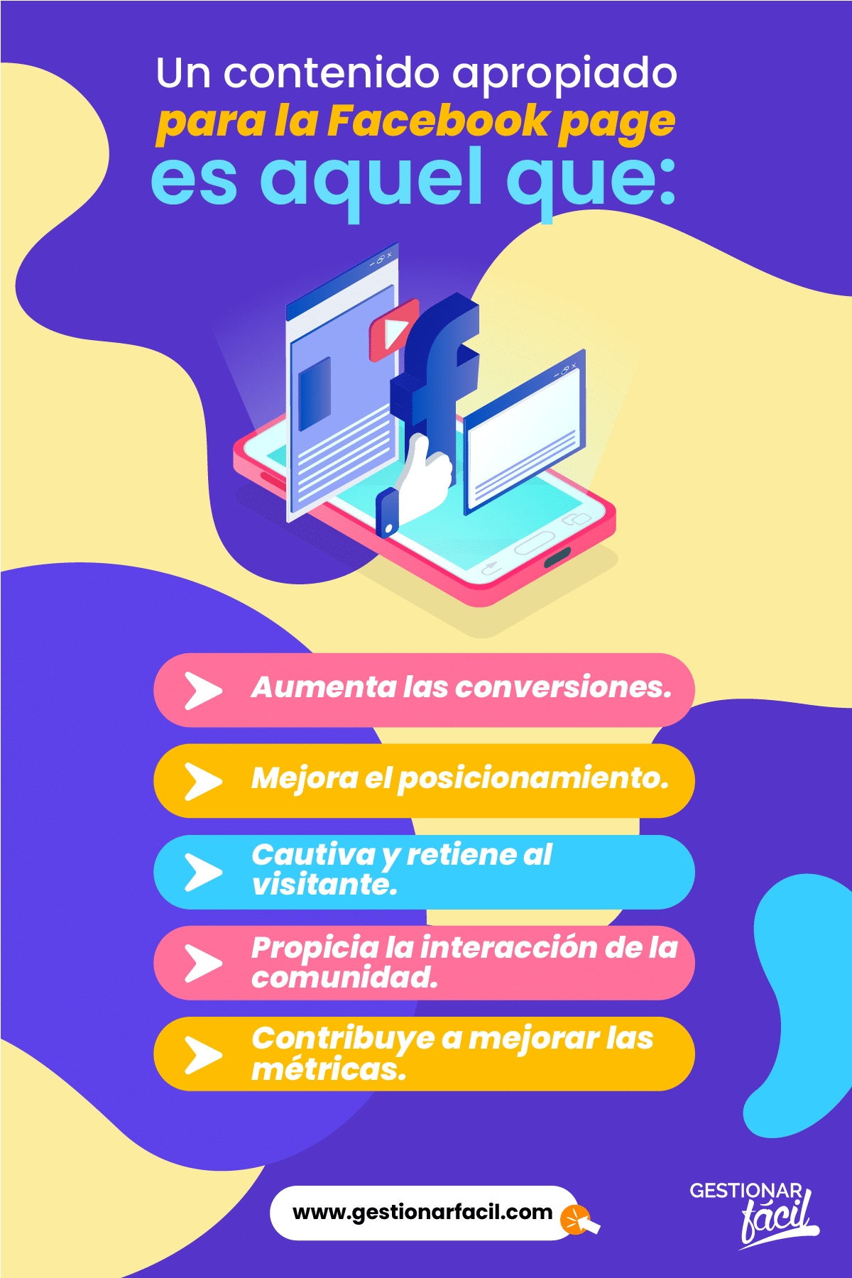 Optimiza el contenido de tu Facebook page.