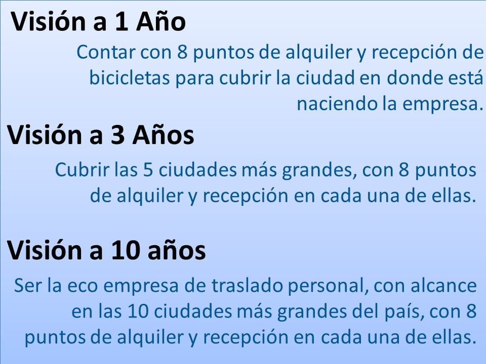 Misión visión y valores de un alquiler de bicicletas II